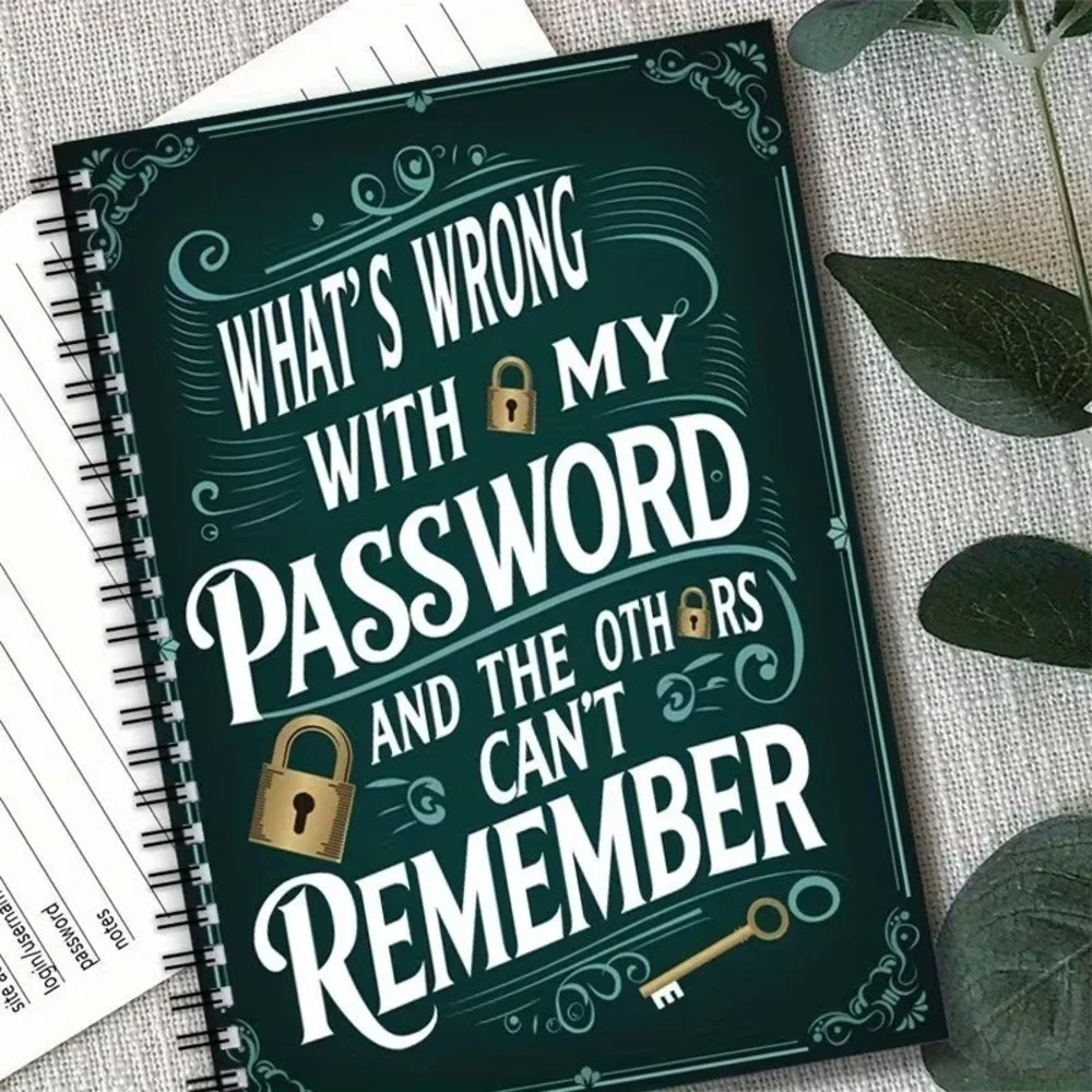 Password Notebook Spiral Log Book 70 Pages Login Organizer Green Key Journal
